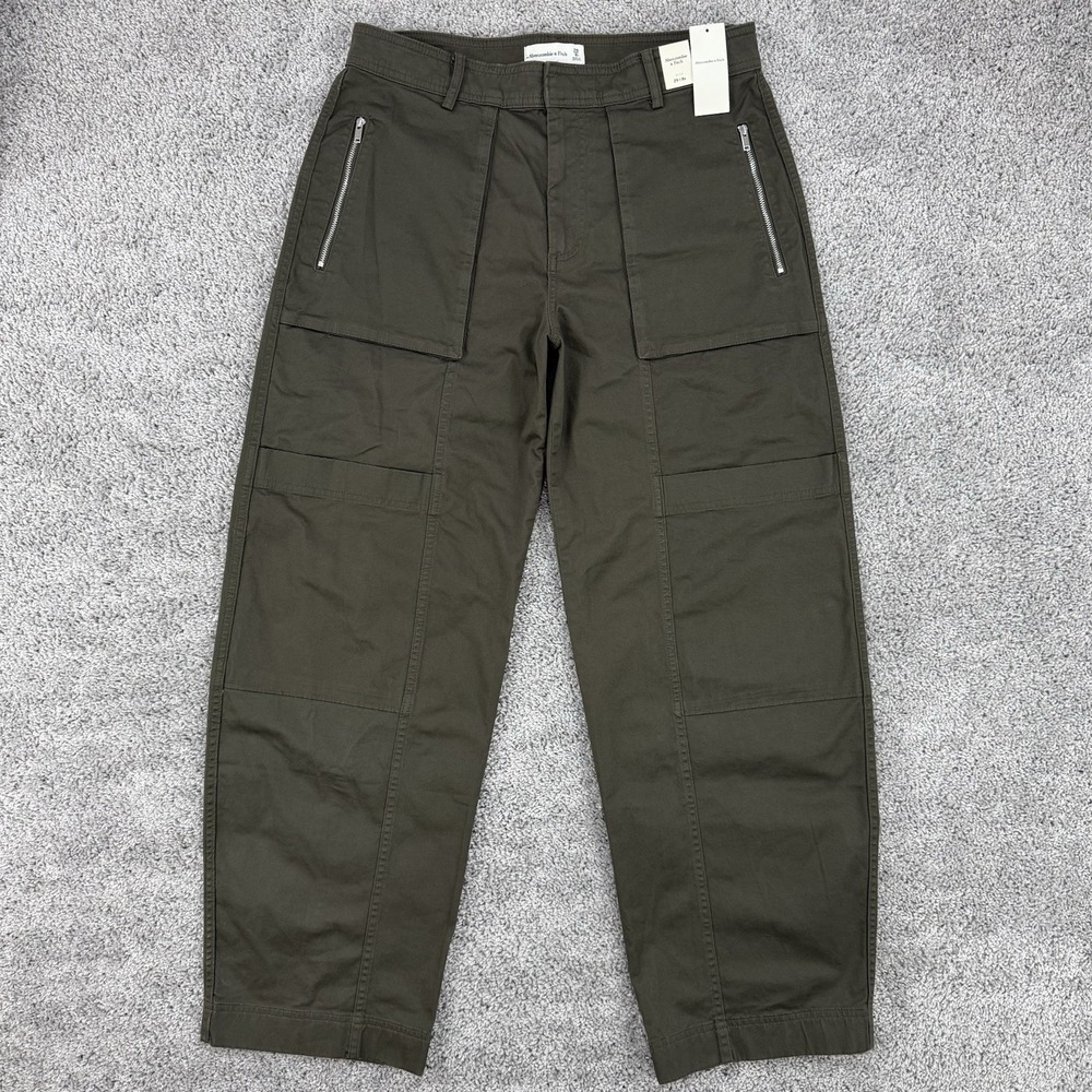 Abercrombie & Fitch Barrel Pants Women's NWT 29/8 Olive Green Cargo Utility